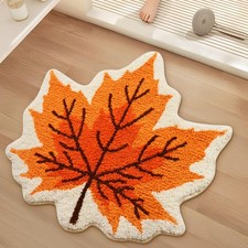 Fall Bathroom Rugs, Thanksgiving Maple Leaves Bath Mat, Orange Leaf Bathroom ...