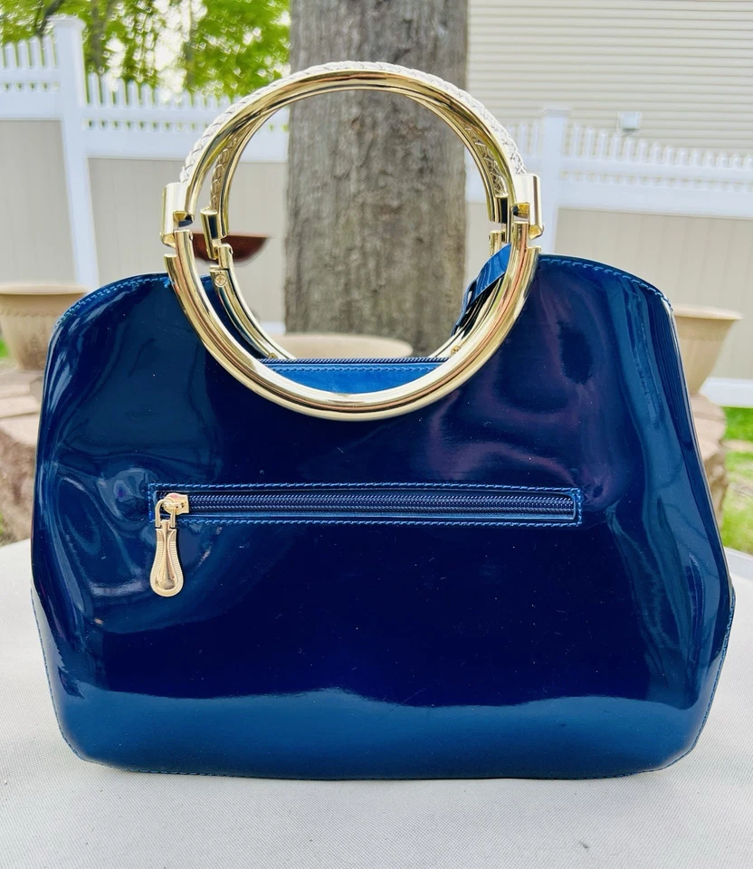 Bolso de mano/cartera vintage Harley Davidson azul imitación cuero vinilo/mango tono dorado/ Foto 2 de 4