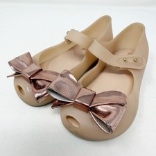 Mini Melissa Ultragirl Metallic Bow Pink Jelly Mary Jane Shoes Youth Size 8 US