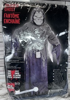 Scary Ghost Costume with Sound FX Effects Kids Grim Reaper Halloween Large 12-14