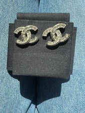Authentic Chanel Costume Jewlery Stud CC Earr...