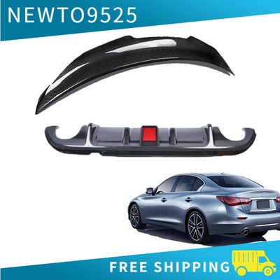 Carbon Fiber Rear Bumper Diffuser & Rear Spoiler For Infiniti Q50 2014-2017 US