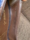 Andrea Women's Blue/Brown Textile Platform Open Toe Slip-On Heels Buckle Stud — photo 4