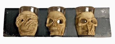 Spooky Night 2oz. Skull Shotglasses ''See/Hear/Speak No Evil'' Original Box  of 3
