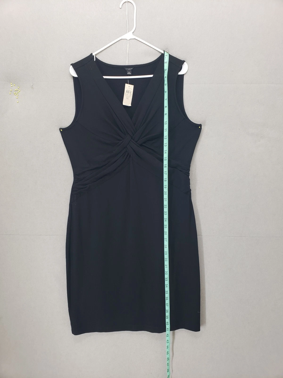 VETEMENTS Abito Ann Taylor donna XL nero senza maniche attorcigliato davanti annodato tubino elasticizzato