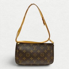 Louis Vuitton M51980 Pochette Hand Bag Pouch Monogram Canvas Leather Brown