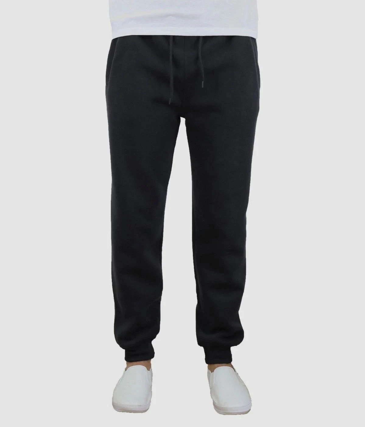 Blue Ice Men's Black Fleece Drawstring Jogger Sweatpants Pants L