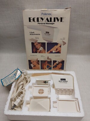 Pollenex Pollenex Body Alive Personal Massager 2 Speeds 5 Attachments Vintage ...