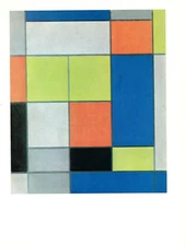1970 Vintage MONDRIAN "COMPOSITION RED BLUE YELLOW-GREEN" COLOR offset Art Litho