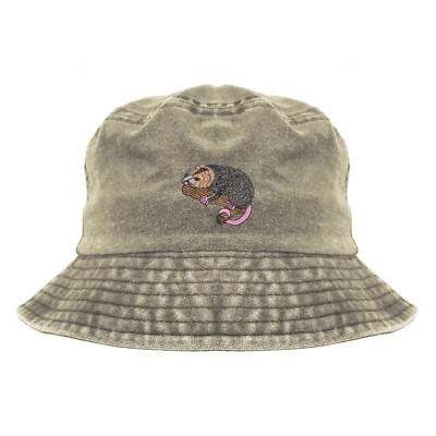 Opossum possum embroidered bucket hat, pigment dyed camping hat | eBay