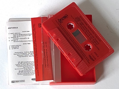 Vintage Anthrax Anti-Social Cassette Tape (Red Tape) Megaforce, 1988 - Picture 2 of 2