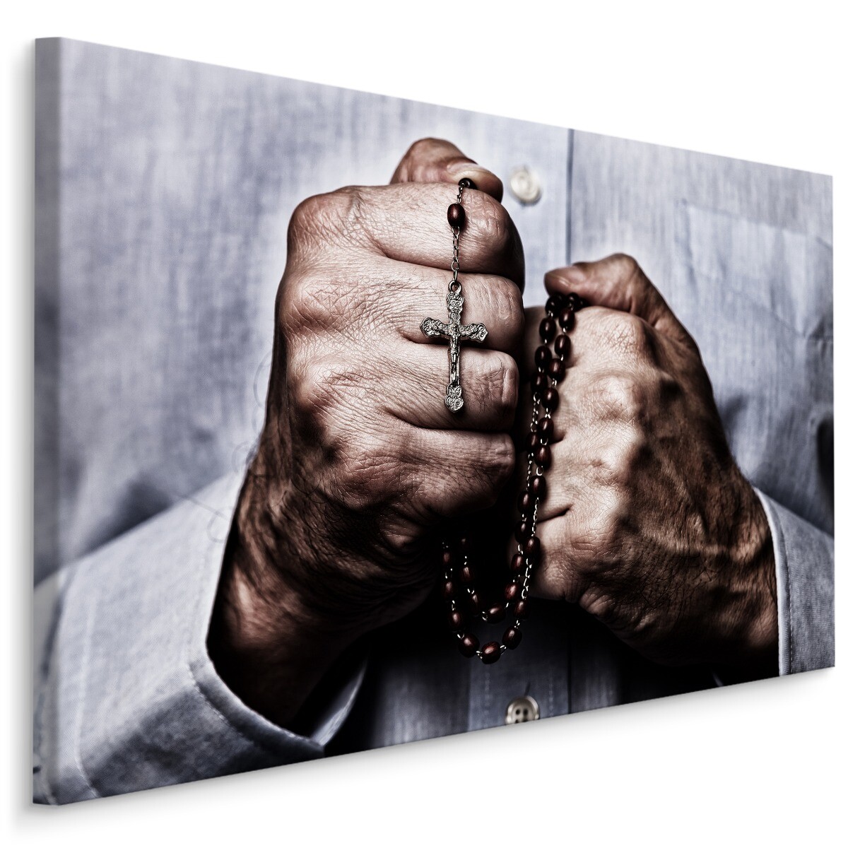 CANVAS Leinwand Bilder XXL Wandbilder ROSENKRANZ Gebet Hände Dekor 2684