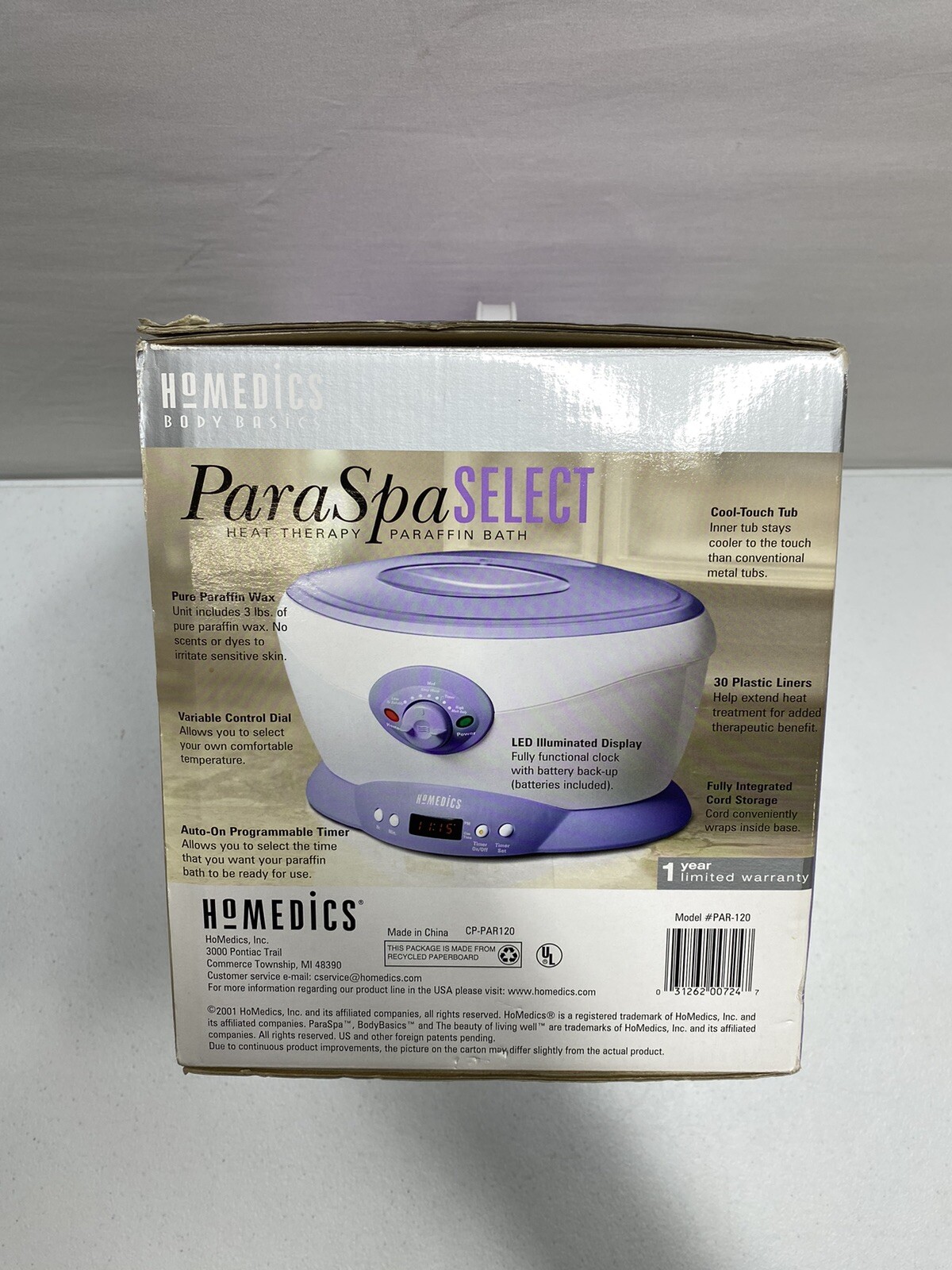 Homedics ParaSpa Select Heat Therapy Paraffin Bath Auto Timer Softens