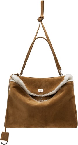 BALENCIAGA Rodeo Large $5500 Noce/White Suede Handbag New And Authentic
