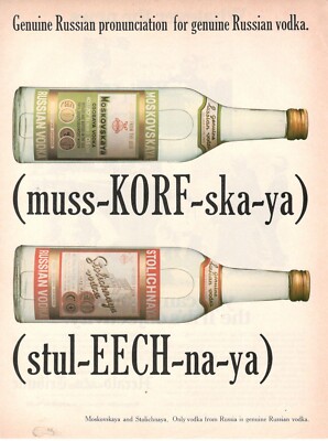 RUSSIAN VODKA STOLICHNAYA MOSKOVSKAYA Original Advertising 1981 1RT