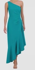 Eliza J Women Green One Shoulder Ruffled Midi Dress Size 2