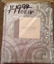 Rose Tree “Argento” Pole Top Drapery Panels Pair Taupe Paisley 50”x 86” New