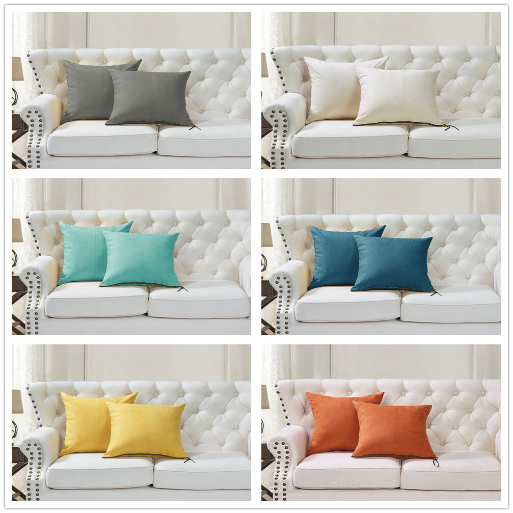 light blue faux suede pillows