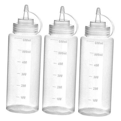  20 oz Plastic Squeeze Squirt Condiment Bottle for Ketchup 20 Ounce (Pack of 3)