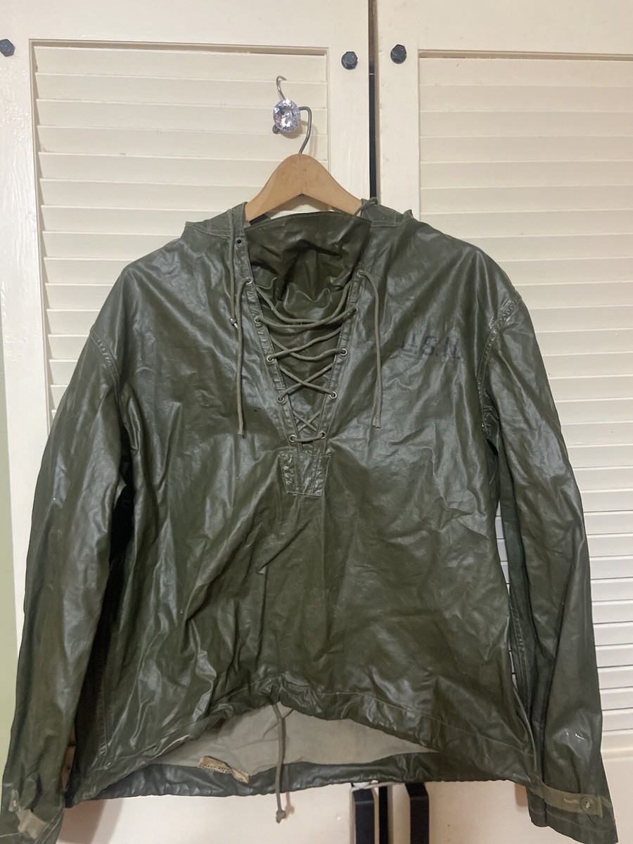 Vintage 40's WW2 USN Navy Water Foul Smock Jacket Wet Vintage 40's WW2 USN Navy Water Foul Smock Jacket Wet