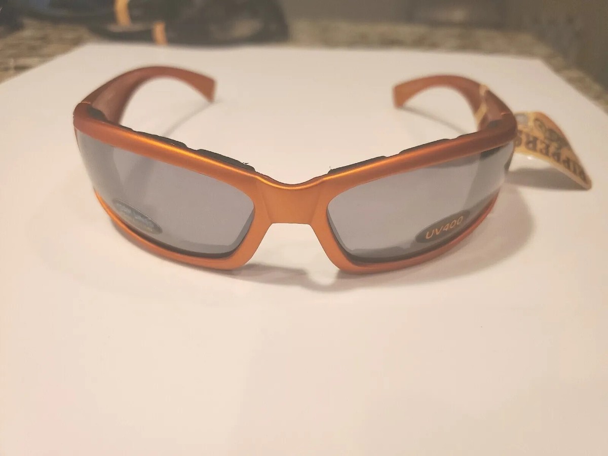 Pugs Motorcycle Sunglass Womans Ripper RP-5 mirrored Black lens w/ Orange  frame