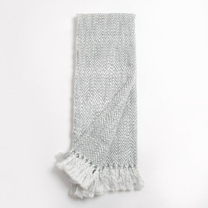Jase Light Gray Cotton Chunky Knitted Fringe Tassel ...