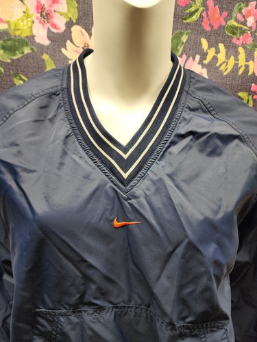 Vintage Nike Windbreaker Jacket Navy blue Center Pocket Women’s Size L ( 12-14 ) - Picture 4 of 7