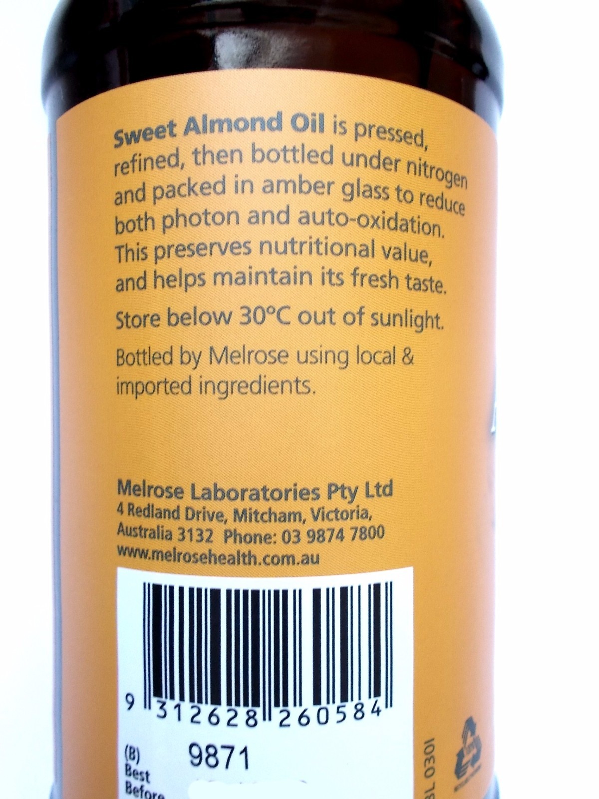 MELROSE 1L ( 2 x 500ml ) 100 Pure SWEET ALMOND OIL Cold Pressed