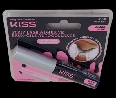 KISS Waterproof Brush On STRIP LASH ADHESIVE 91048 BLACK Latex Free 0.17 oz