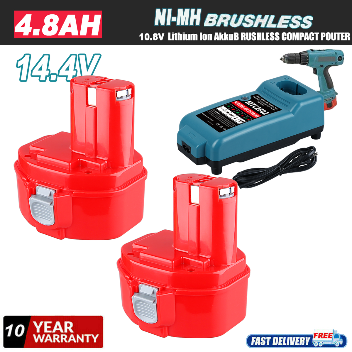 replace For Makita 14.4V 4.8Ah Battery 1420 1422 1433 1434 1435