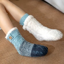 1 Pair Lady Thermal Knitted Fleece Lined Sherpa Slipper Socks Winter Warm Soft