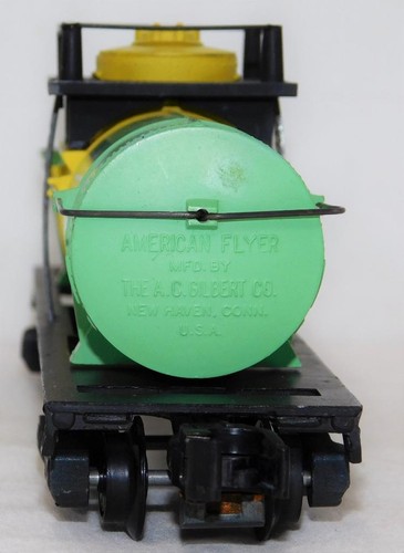 CLEAN American Flyer 910 Gilbert Chemicals Tank car diecast frame 1954 C-7+ gree - Picture 9 of 12