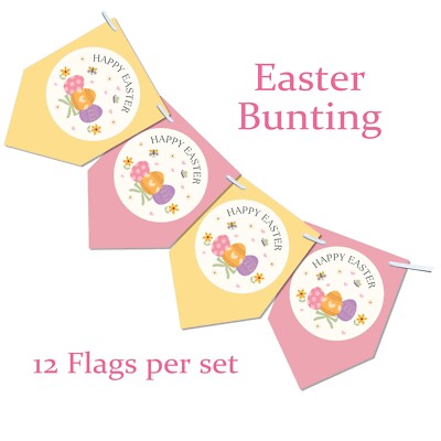 Frohe Ostern Frühling Wimpel Banner Eiersuche Party Deko Deko 2,5m Fahnen D2