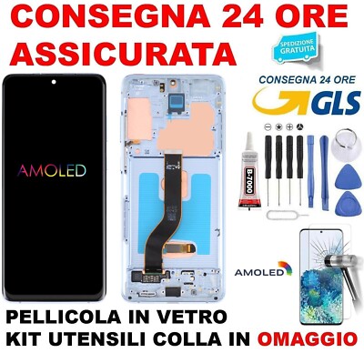 DISPLAY TOUCH FRAME AMOLED SAMSUNG GALAXY S20+ PLUS SM-G985 G986 Bildschirm Blau
