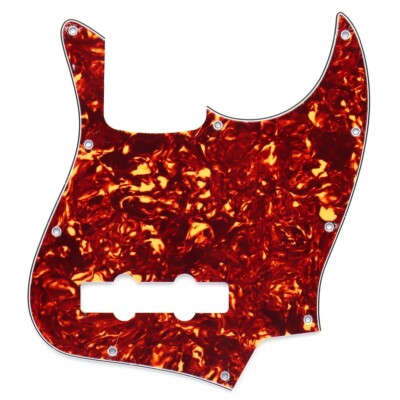 4Ply PVC 4 String Jazz Bass Pickguard 10 Hole Scratch Plate Brown Tortoise Shell
