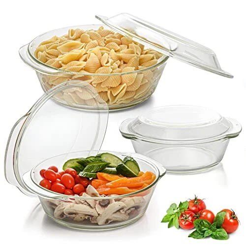 Moss Stone Basics 3 Piece Glass Casserole With Covered Made by