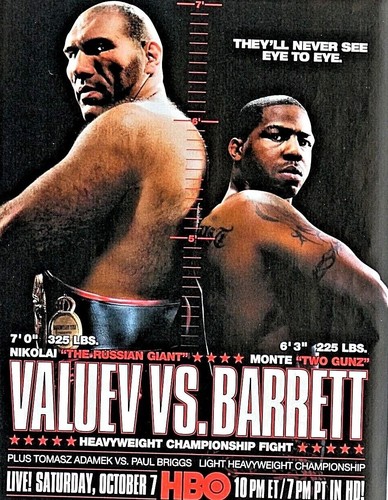 Nikolai Valuev Vs Monte Barrett Gigante Ruso De Colección HBO Anuncio Impreso Original - Imagen 3 de 6