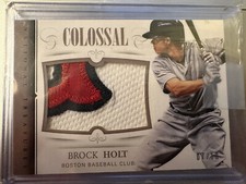 Brock Holt National Treasures COLOSSAL RELIC PATCH #7/10 Boston Red Sox