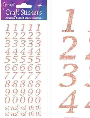 1,5 cm Bastelaufkleber - Zahlen oder Buchstaben - Rosegold Diamanten Silber