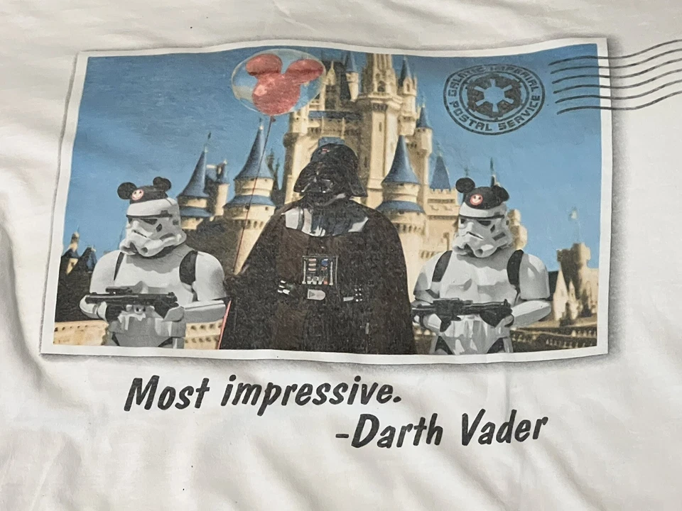 Star Wars Pantalones Deportivos Negros Medianos Lote de Bonificación Camisa Blanca Disney Oficial Darth M Foto 3 de 4