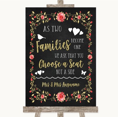 Kreide Rouge Rosa Rose & Gold Wenn Familien eins werden Sitzplan Hochzeit Schild
