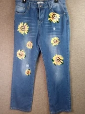 Misslook Women's Large Sunflower Denim Jeans .t6