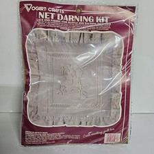 Vogart Crafts Net Darning Kit American Beauty Rose 14"X14" Pillow