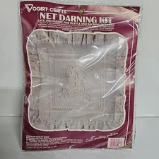 Vogart Crafts Net Darning Kit American Beauty Rose 14"X14" Pillow