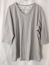Just My Size Top V Neckline 3/4 Slv Straight Hem Lt. Gray Sz 22W/24W   #15622