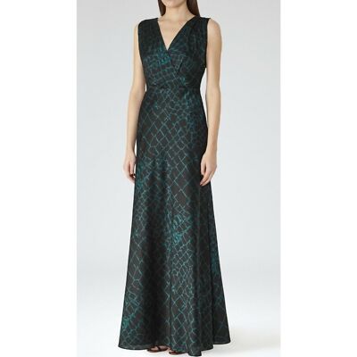 slim fit dress slacks REISS Petite Fit Colette Ruched Sleeveless Maxi Dress, Khaki Green UK   Reliked