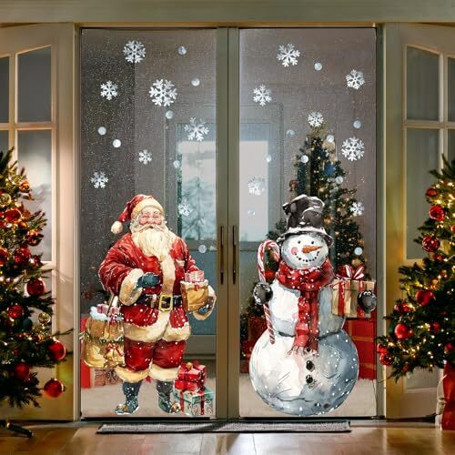 Christmas Window Clings Decorations 2 Sheets Extra Large Santa Claus