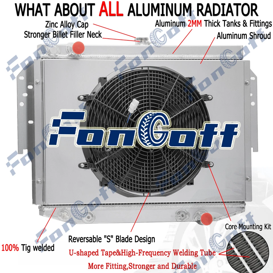 3 Row Radiator Shroud Fan FIT 1976-89 Dodge Aspen Diplomat/Plymouth Volare 5.9L - Image 2 of 4