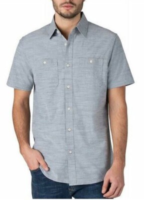 Lee Men's Everyday Short Sleeve Button Up Shirt Light Navy