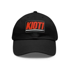 Kioti Tractor Black Dad Hat with Leather Patch Adjustable Size